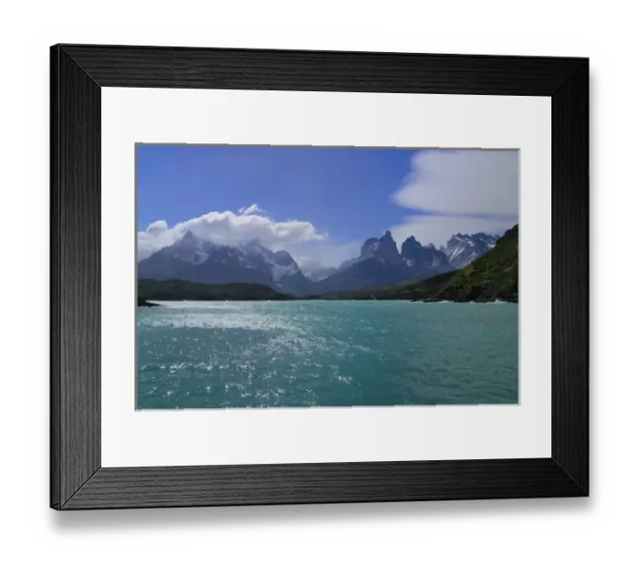 Framed Print : Lago Sarmiento with snow mountain, Torres del Paine, Patagonia, Chile Framed Print : Lago Sarmiento with snow mountain, Torres del Paine, Patagonia, Chile