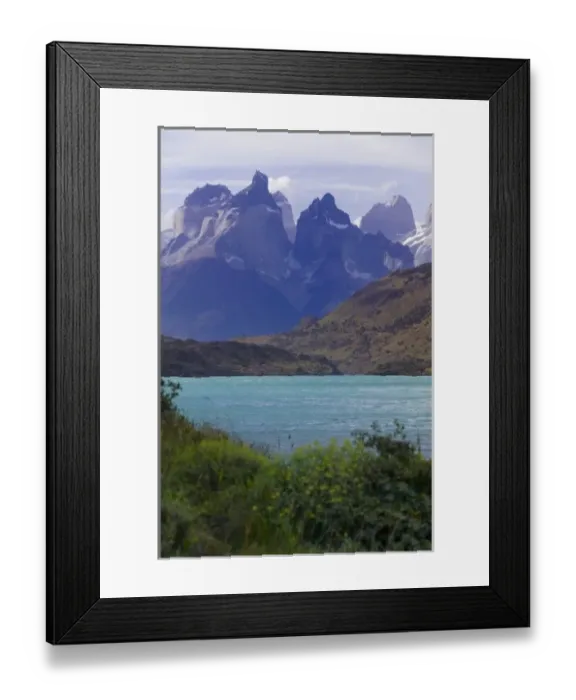 Framed Print : Landscape of Lago Pehoe with Cuernos del Paine, Torres del Paine National Park, Patagonia Framed Print : Landscape of Lago Pehoe with Cuernos del Paine, Torres del Paine National Park, Patagonia