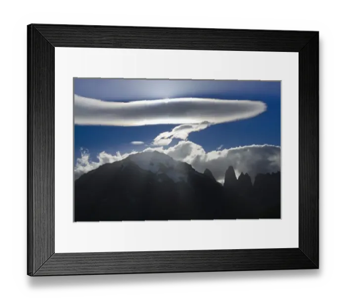 Framed Print : Dramatic clouds over Torres del Paine, Torres del Paine National Park, Patagonia, Chile