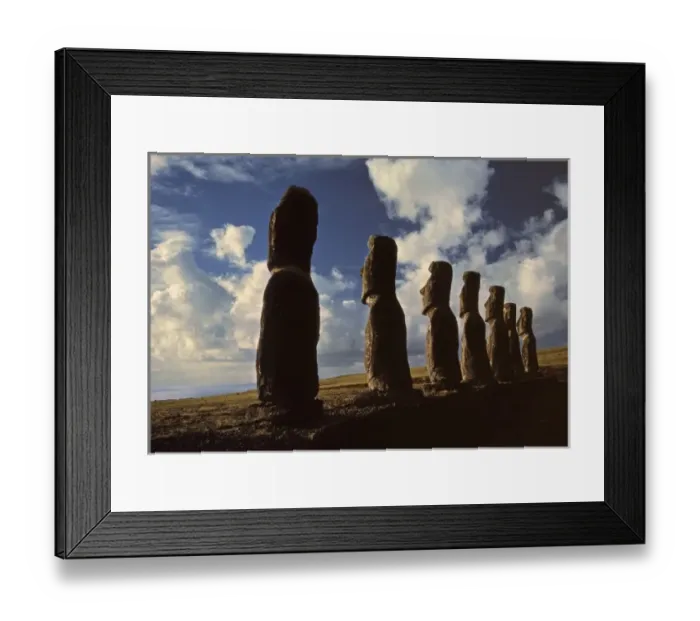 Framed Print : South America, Chile, Easter Island. The stately moais stare silently at the Pacific