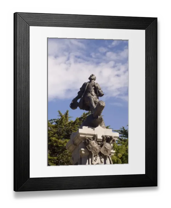 Framed Print : Chile, Patagonia, Punta Arenas, Main Square, Magellan statue