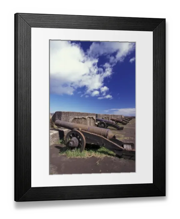 Framed Print : South America, Chile, Valdivia, Lake District. Fuerte Niebla, cannons Framed Print : South America, Chile, Valdivia, Lake District. Fuerte Niebla, cannons