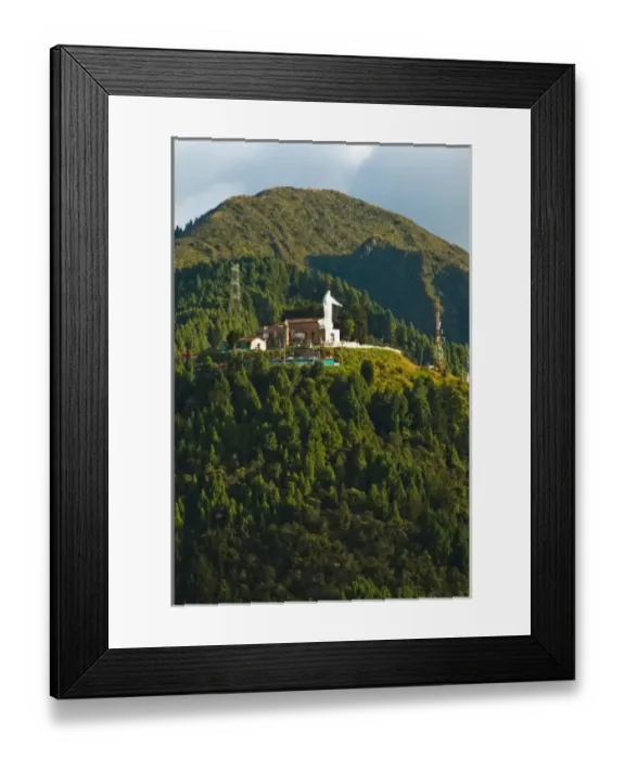 Framed Print : Bogota, Colombia. Monseratte is a little town perched on a high, abrupt mountain in downtown Bogota Framed Print : Bogota, Colombia. Monseratte is a little town perched on a high, abrupt mountain in downtown Bogota