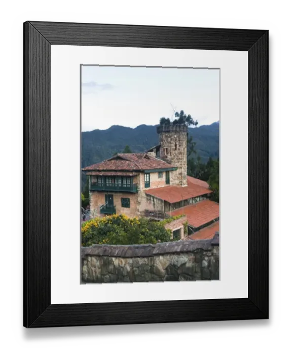Framed Print : Bogota, Colombia. Monseratte is a little town perched on a high, abrupt mountain in downtown Bogota Framed Print : Bogota, Colombia. Monseratte is a little town perched on a high, abrupt mountain in downtown Bogota
