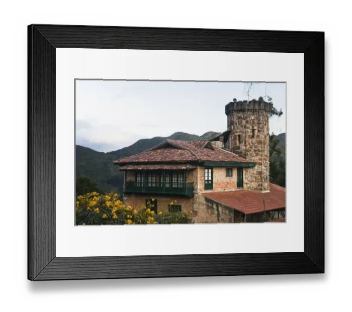 Framed Print : Bogota, Colombia. Monseratte is a little town perched on a high, abrupt mountain in downtown Bogota Framed Print : Bogota, Colombia. Monseratte is a little town perched on a high, abrupt mountain in downtown Bogota