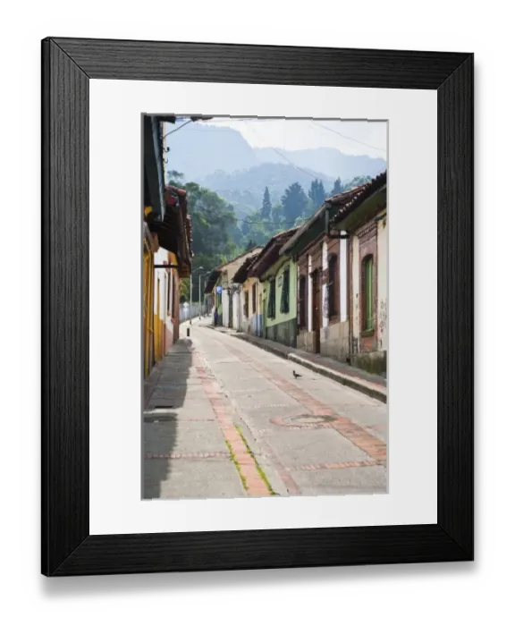 Framed Print : Bogota, Colombia. Various colorful buildings in downtown Bogota