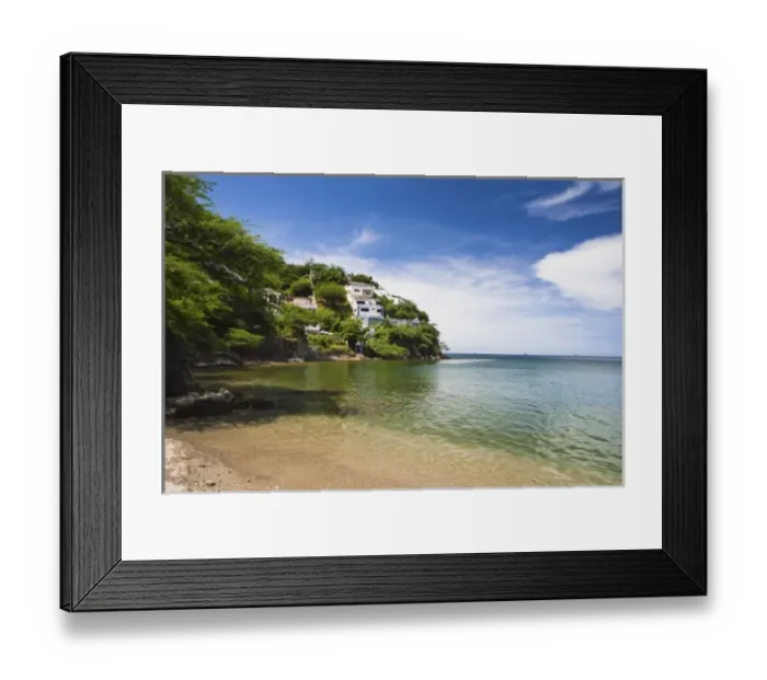 Framed Print : Taganga, Colombia. Taganga is a small fishing port on the Caribbean coast with many Framed Print : Taganga, Colombia. Taganga is a small fishing port on the Caribbean coast with many