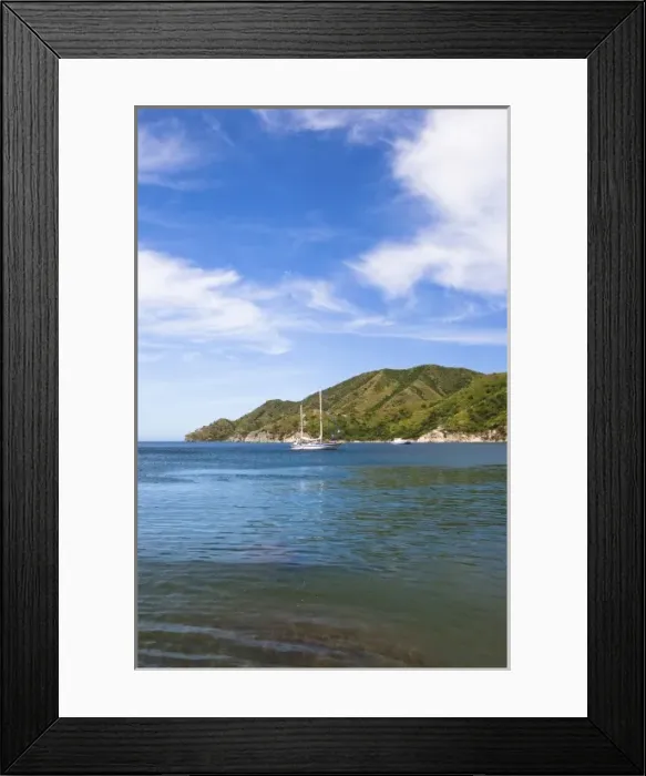 Framed Print : Taganga, Colombia. Taganga is a small fishing port on the Caribbean coast with many Framed Print : Taganga, Colombia. Taganga is a small fishing port on the Caribbean coast with many