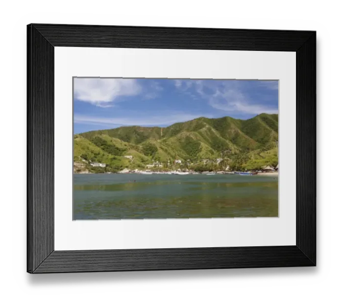 Framed Print : Taganga, Colombia. Taganga is a small fishing port on the Caribbean coast with many Framed Print : Taganga, Colombia. Taganga is a small fishing port on the Caribbean coast with many