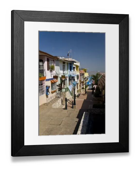 Framed Print : Ecuador, Guayaquil. Shops and residential areas line the stairs leading to the top Framed Print : Ecuador, Guayaquil. Shops and residential areas line the stairs leading to the top