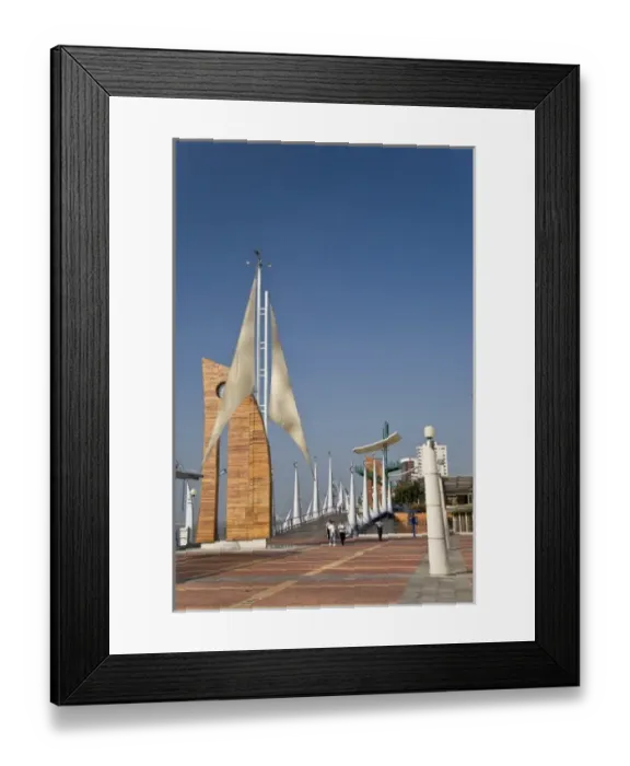 Framed Print : Ecuador, Guayaquil. The Malecon has many different features such as this sail design Framed Print : Ecuador, Guayaquil. The Malecon has many different features such as this sail design