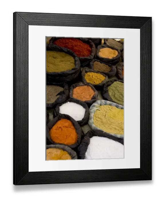Framed Print : Ecuador. Famous Otavalo Market which dates back to pre-Inca times. Bags of Ecuadorian spices Framed Print : Ecuador. Famous Otavalo Market which dates back to pre-Inca times. Bags of Ecuadorian spices