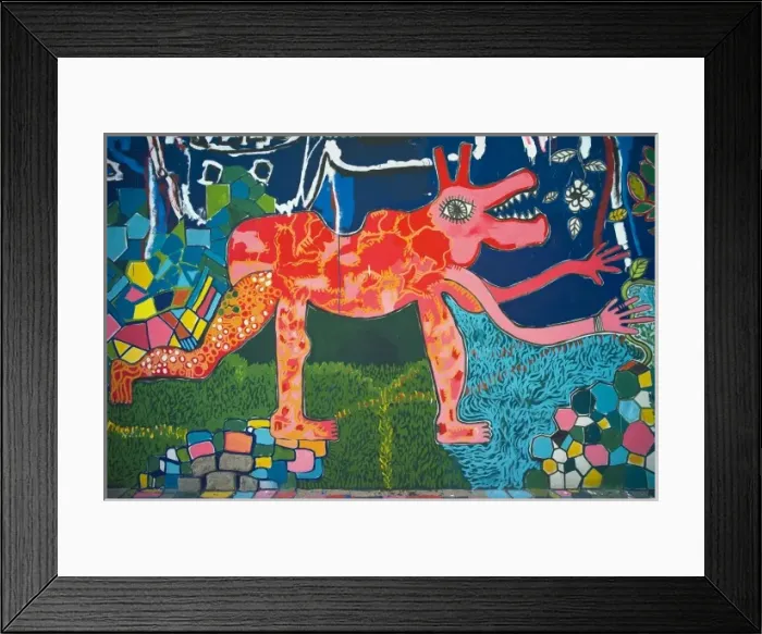 Framed Print : Colorful abstract wall painting. Quito, Ecuador