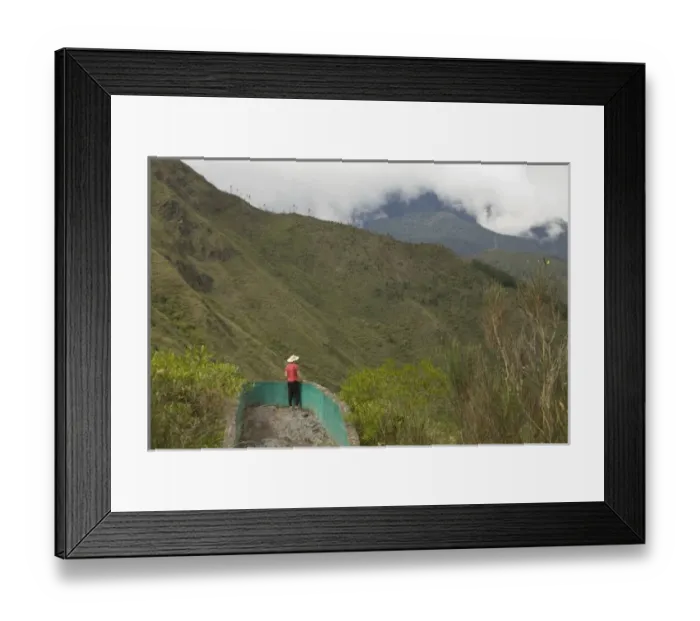 Framed Print : Ecuador, Banos, woman gazing at panoramic view at Ecozoologico San Martin (MR) Framed Print : Ecuador, Banos, woman gazing at panoramic view at Ecozoologico San Martin (MR)