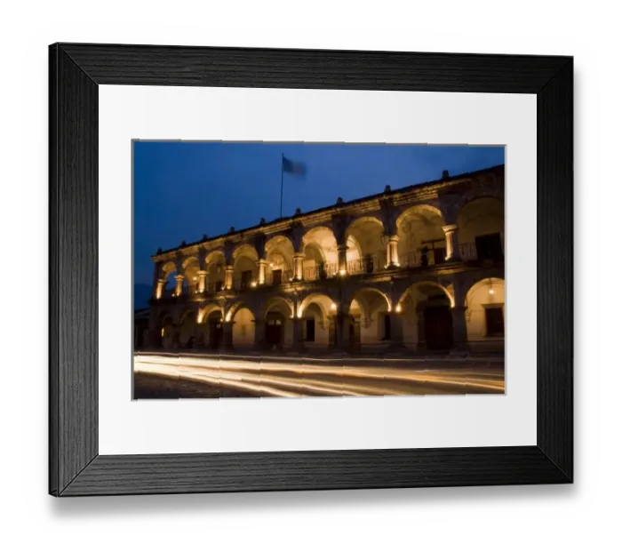 Framed Print : Evening at Arco de Santa Catalina with streaks of traffic in Antigua Guatemala Framed Print : Evening at Arco de Santa Catalina with streaks of traffic in Antigua Guatemala