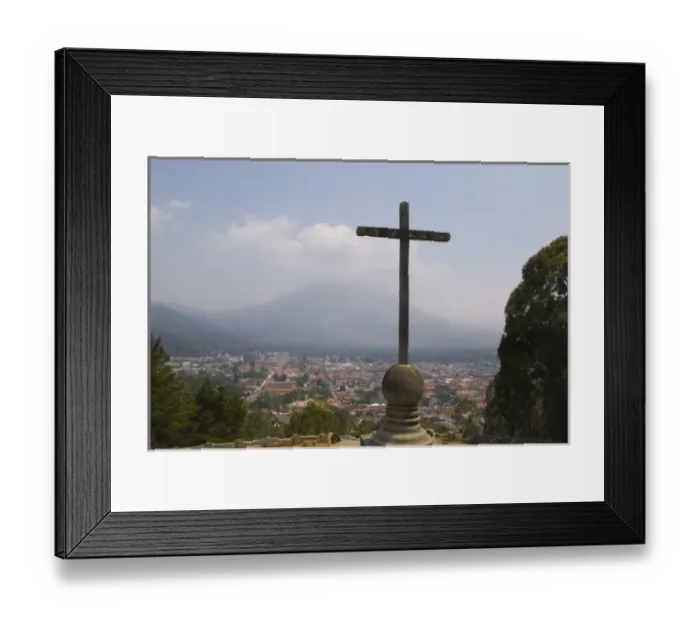 Framed Print : Central America, Guatemala, Antigua, Cross Hill called Cerro de la Cruz on mountain