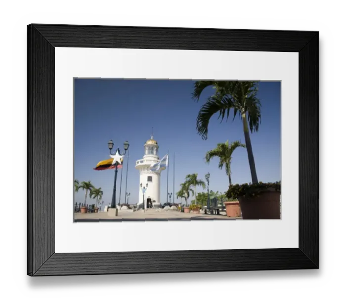 Framed Print : Ecuador, Guayaquil. The lighthouse atop the hill at Barrio Las PeA as is a popular