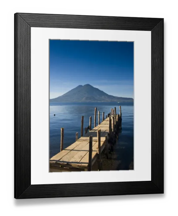 Framed Print : Guatemala, Western Highlands, Lake Atitlan, Panajachel. Early morning light on lake