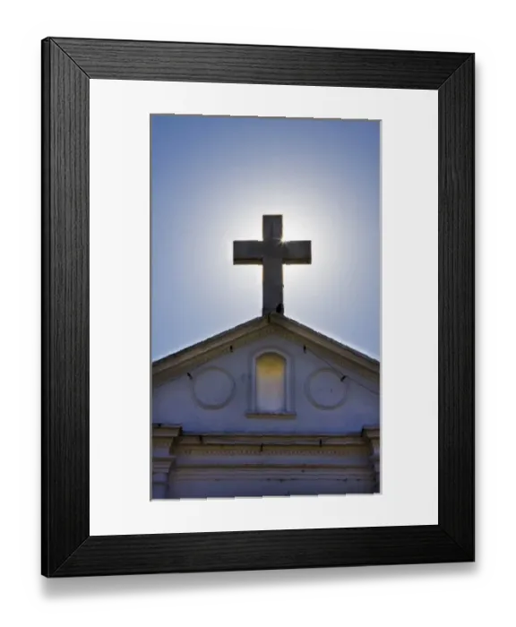 Framed Print : Guatemala, Western Highlands, Lake Atitlan, San Pedro. The cross above the San Pedro