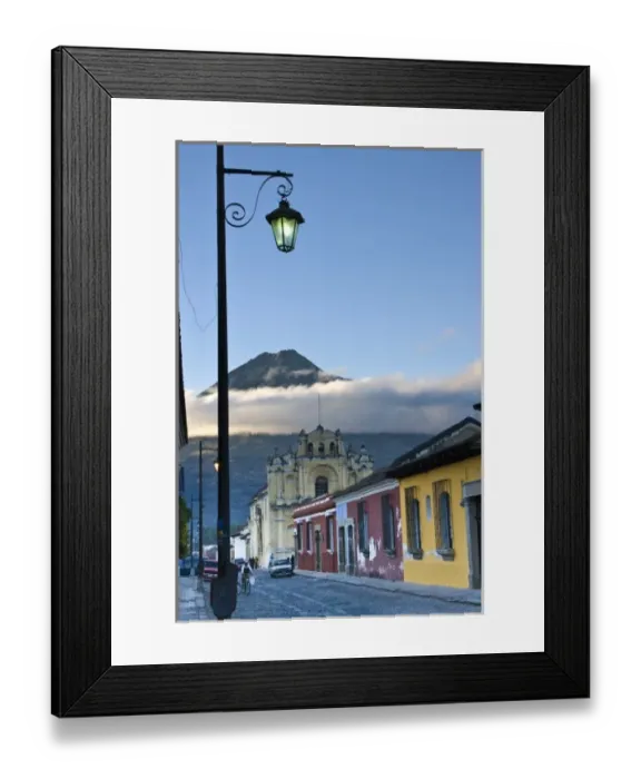 Framed Print : Guatemala, Antigua. La Antigua Guatemala (Unesco site) and Vulcan de Agua, Guatemala