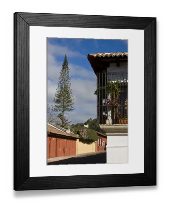 Framed Print : Guatemala, Antigua. A typical colorful street in Antigua Framed Print : Guatemala, Antigua. A typical colorful street in Antigua