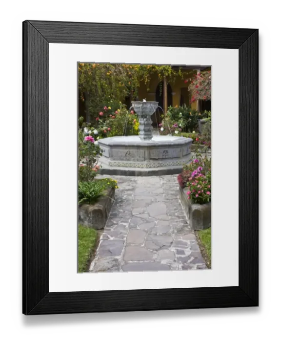 Framed Print : Guatemala, Antigua. Fountain and gardens in center courtyard of Antigua hotel Framed Print : Guatemala, Antigua. Fountain and gardens in center courtyard of Antigua hotel