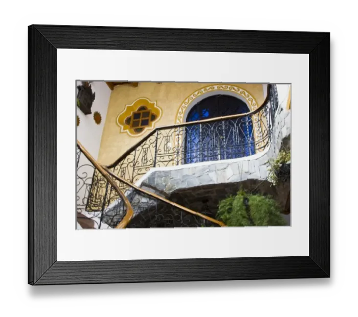 Framed Print : Guatemala, Antigua. Stairway leading to rooms of small boutique hotel in Antigua Framed Print : Guatemala, Antigua. Stairway leading to rooms of small boutique hotel in Antigua