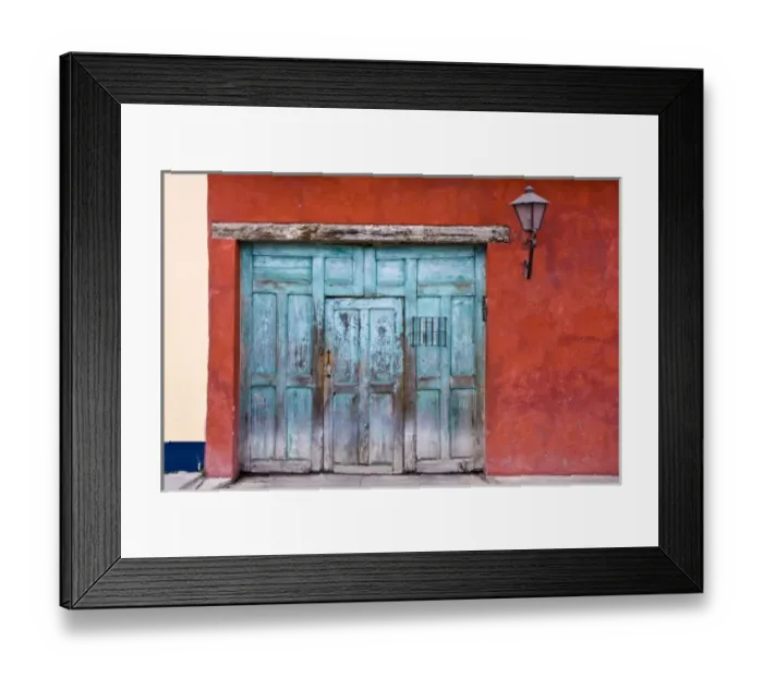 Framed Print : Guatemala, Antigua. Aqua blue door against colorful red wall in Antigua Framed Print : Guatemala, Antigua. Aqua blue door against colorful red wall in Antigua