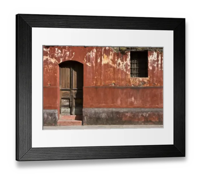 Framed Print : Central America, Guatemala, Antigua. Exterior wall along the streets of Antigua