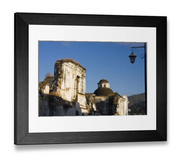 Framed Print : Guatemala, Antigua. The facade of church ruins in the town of Antigua