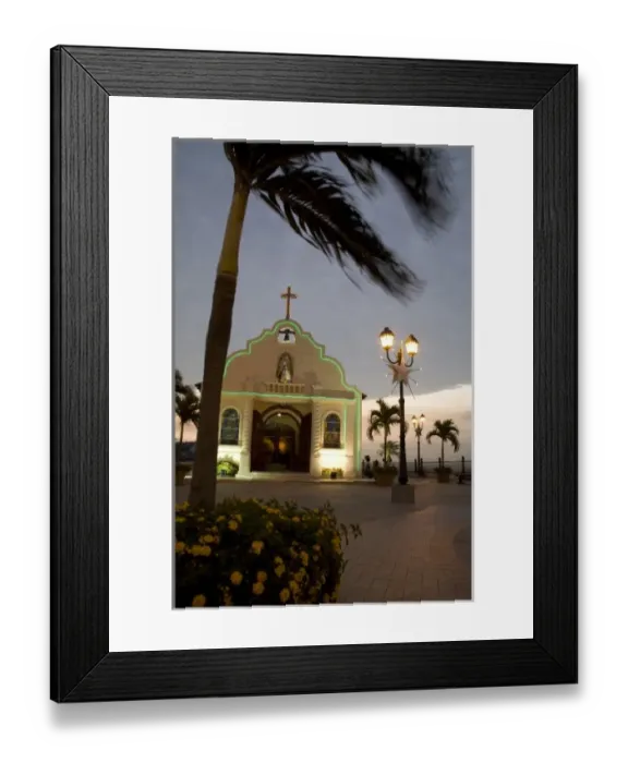 Framed Print : Ecuador, Guayaquil. Atop the hill of Las PeA as, a Catholic church sits across from a lighthouse