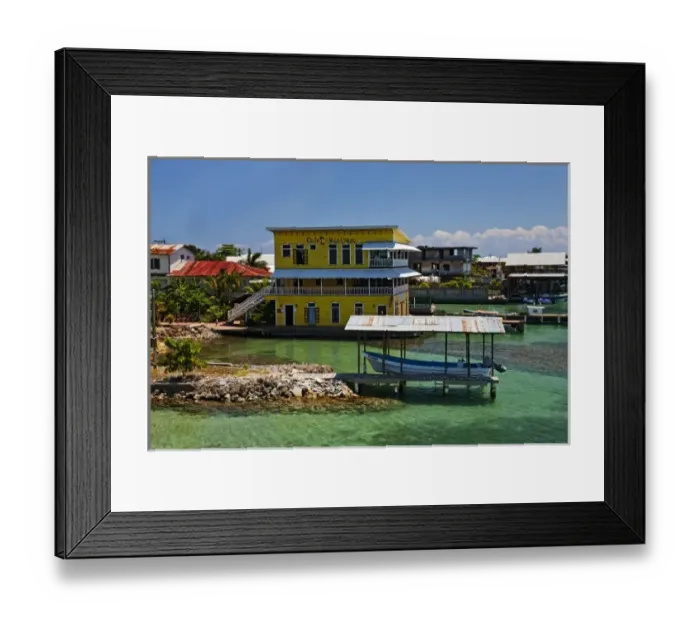 Framed Print : Home along the shore on Utila in Honduras Framed Print : Home along the shore on Utila in Honduras