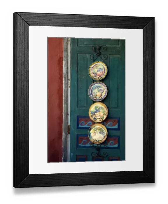 Framed Print : Mexico, San Miguel de Allende, Plates decorating door Framed Print : Mexico, San Miguel de Allende, Plates decorating door