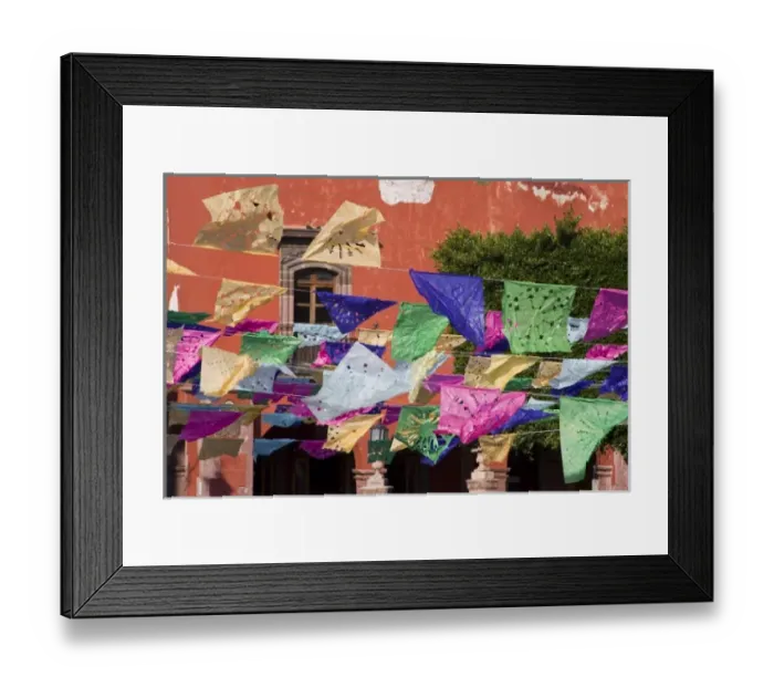 Framed Print : Mexico, San Miguel de Allende. Banners decorate the main square to celebrate Day Framed Print : Mexico, San Miguel de Allende. Banners decorate the main square to celebrate Day