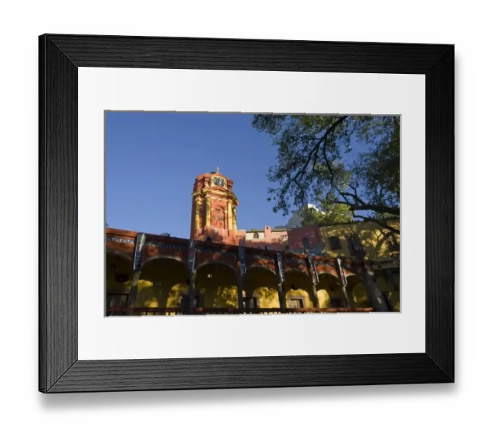 Framed Print : Mexico, San Miguel de Allende. Colorful red tower against clear blue sky Credit as Framed Print : Mexico, San Miguel de Allende. Colorful red tower against clear blue sky Credit as