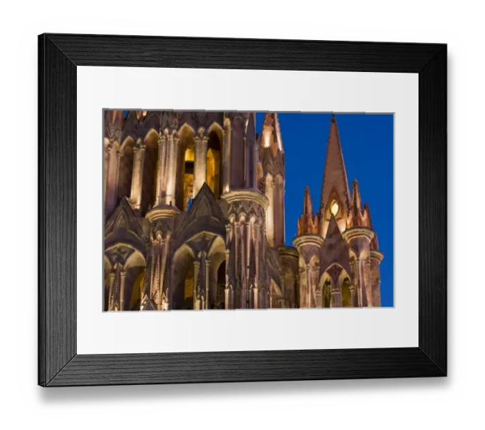 Framed Print : Mexico, San Miguel de Allende. Evening detail of portion of La Parroquia, the Church Framed Print : Mexico, San Miguel de Allende. Evening detail of portion of La Parroquia, the Church