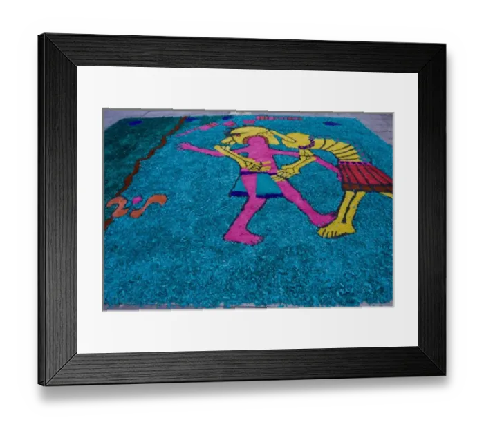 Framed Print : Mexico, San Miguel de Allende. Sidewalk art made from colored wood chips. Credit as Framed Print : Mexico, San Miguel de Allende. Sidewalk art made from colored wood chips. Credit as