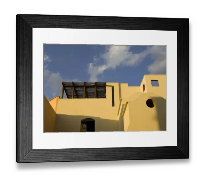 Framed Print : Mexico, San Miguel de Allende. Roofline of yellow building against blue sky Framed Print : Mexico, San Miguel de Allende. Roofline of yellow building against blue sky