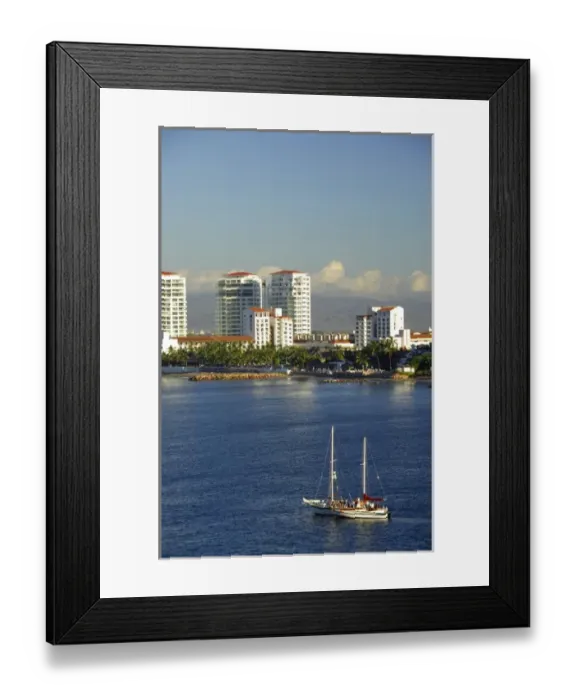 Framed Print : North America, Mexico, State of Jalisco, Puerto Vallarta. View of Puerto Vallarta from Banderas Bay