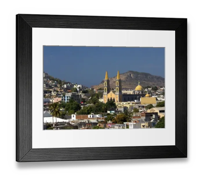 Framed Print : North America, Mexico, State of Sinaloa, Mazatlan. Overview of the historic area of Mazatlan