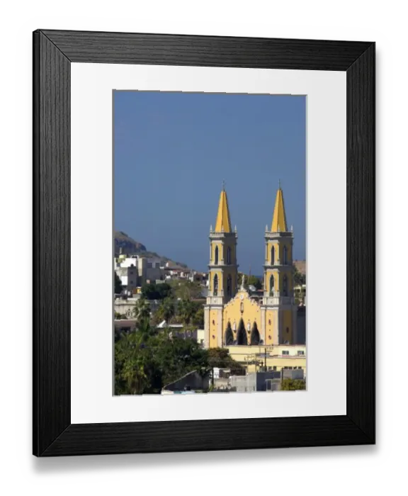 Framed Print : North America, Mexico, State of Sinaloa, Mazatlan. Overview of the historic area of Mazatlan
