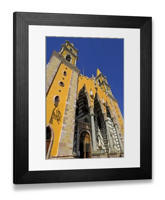 Framed Print : North America, Mexico, State of Sinaloa, Mazatlan. Bright yellow exterior of