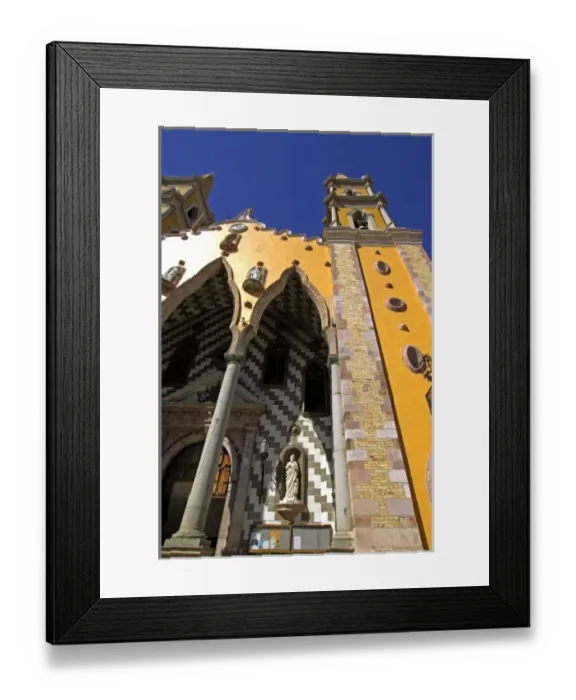 Framed Print : North America, Mexico, State of Sinaloa, Mazatlan. Bright yellow exterior of