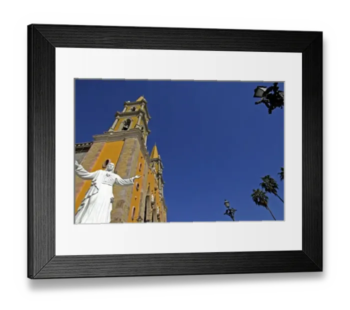 Framed Print : North America, Mexico, State of Sinaloa, Mazatlan. Bright yellow exterior of