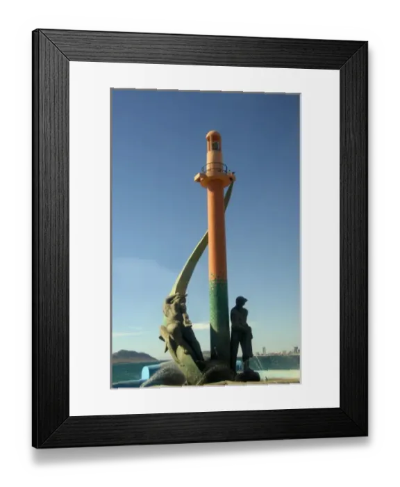 Framed Print : North America, Mexico, State of Sinaloa, Mazatlan. Waterfront lighthouse sculpture