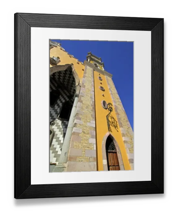 Framed Print : North America, Mexico, State of Sinaloa, Mazatlan. Bright yellow exterior of