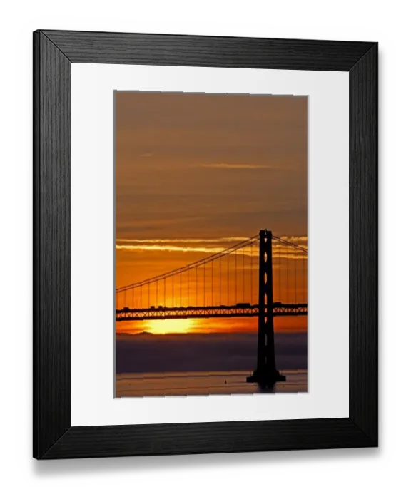 Framed Print : North America, USA, California, San Francisco. Sunrise & fog over the San Francisco Bay Bridge
