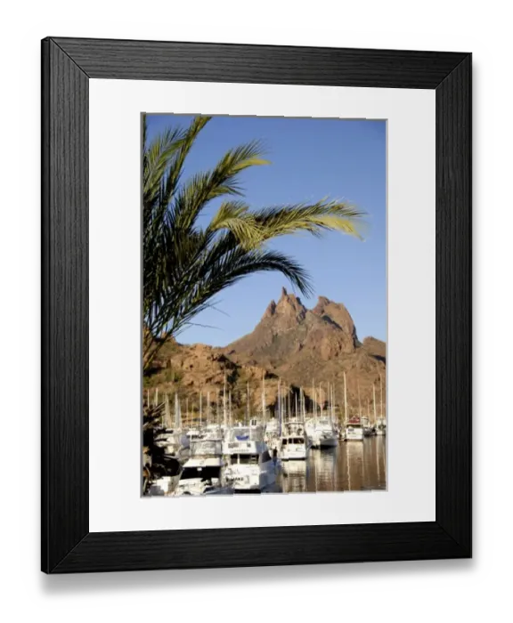 Framed Print : Mexico, State of Sonora, San Carlos. Harbor & port area, Tetakawi Hill in the distance Framed Print : Mexico, State of Sonora, San Carlos. Harbor & port area, Tetakawi Hill in the distance