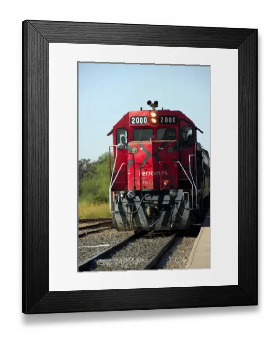 Framed Print : Mexico, State of Sinaloa, Copper Canyon. Copper Canyon (aka Chepe) train station at El Fuerte
