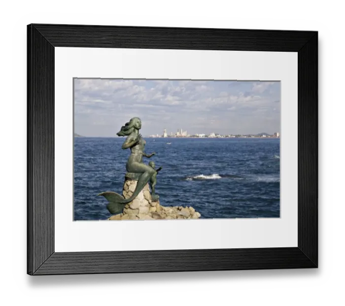 Framed Print : North America, Mexico, Mazatlan. Mermaid monument at the Glorieta Sanchez Taboada